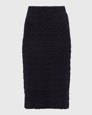 Vince Smocked Popcorn Midi Skirt