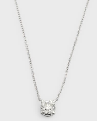 Neiman Marcus Diamonds 18K White Gold Round Diamond Pendant Necklace, 18"L