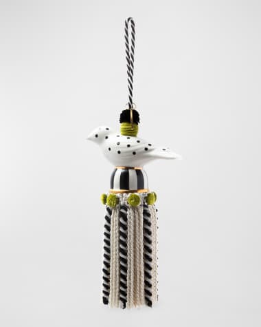 MacKenzie-Childs Ceramic Bird Tassel in Black/White