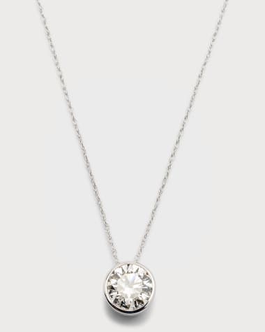 Neiman Marcus Lab Grown Diamonds Lab Grown Diamond 18K White Gold Round Pendant, 1.5tcw