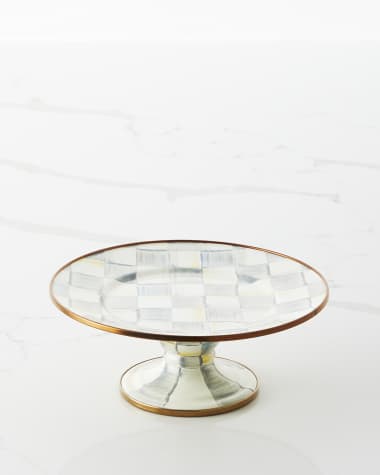 MacKenzie-Childs Sterling Check Enamel Mini Pedestal Platter
