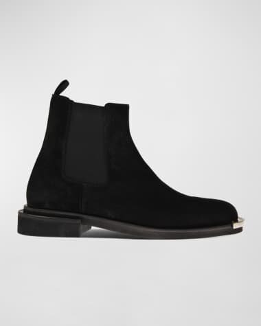 Les Hommes Men's Metal Toe Suede Chelsea Boots