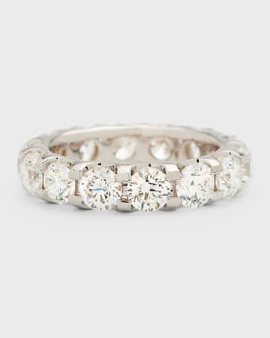 Neiman Marcus Diamonds Round-Cut Diamond 18K White Gold Eternity Band Ring, Size 6