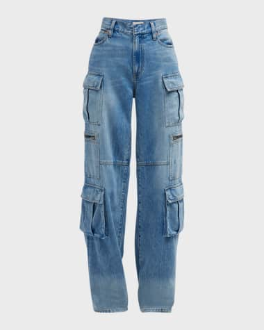 Alice + Olivia Cay Baggy Denim Cargo Pants