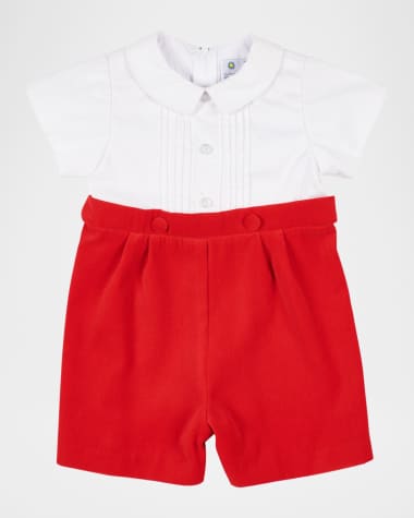 Florence Eiseman Boy's Velvet Pique Pleated Coverall, Size 6M-24M