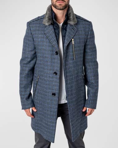 Maceoo Men's Houndstooth Captain Peacoat
