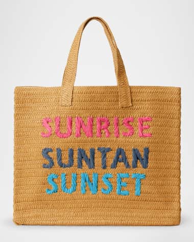 BTB Los Angeles Sunrise Suntan Sunset Straw Tote Bag