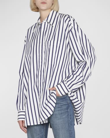 Bottega Veneta Wide Striped Oversized Collared Shirt