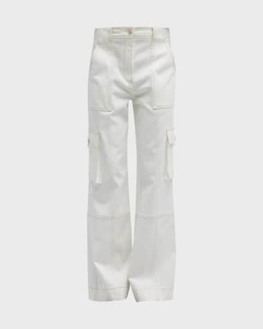 TWP Coop Contrast-Stitch Wide-Leg Twill Pants