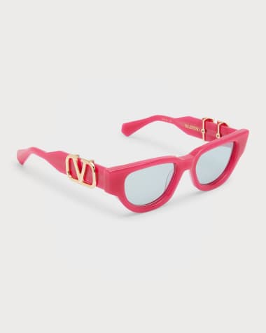 Valentino Garavani Due Acetate & Titanium Cat-Eye Sunglasses
