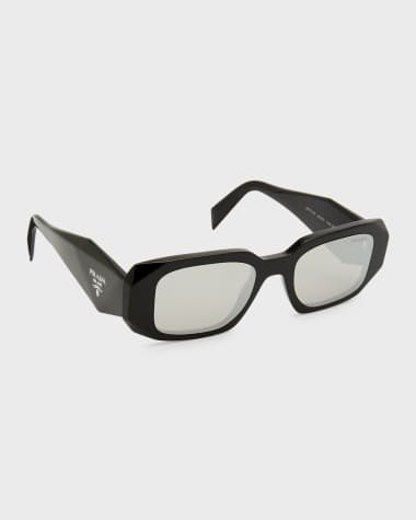Prada Mirrored Rectangle Acetate Logo Sunglasses