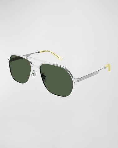 Gucci Men's Double Bridge Aviator Sunglasses