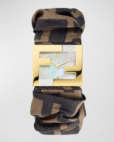Fendi Baguette Monogram Bracelet Watch with Diamonds