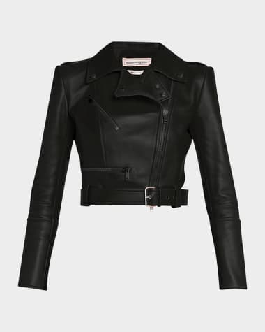 McQueen Cropped Leather Biker Jacket