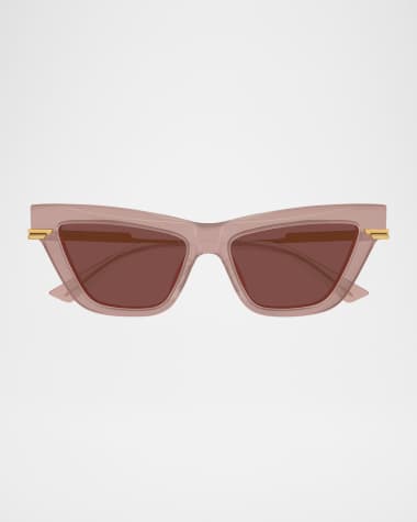 Bottega Veneta Logo Mixed-Media Cat-Eye Sunglasses