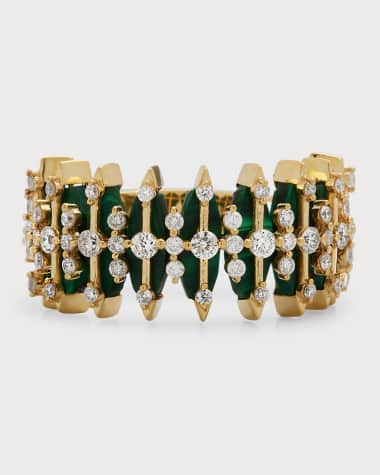 Kastel Jewelry Gratiana 18k Malachite and Diamond Band Ring, Size 7