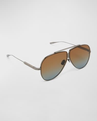 Valentino Garavani Men's XVI Double Bridge Aviator Sunglasses