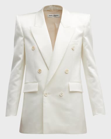 Saint Laurent Silk Tuxedo Jacket with Padded Shoulders