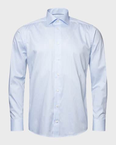 Eton Men's Contemporary Fit Cotton Stripe Dress Shirt