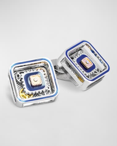 Quadrato cufflinks with navy enamel & clear Swarovski elements – Tateossian  USA