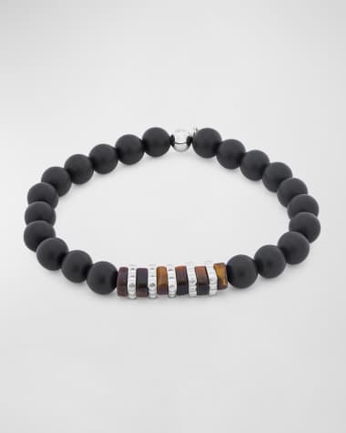 Tateossian Men's Tiger's Eye Beaded Bracelet, M