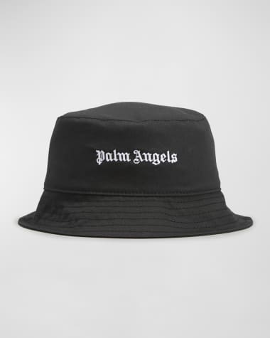 Palm Angels Kid's Embroidered Logo-Print Bucket Hat, Size S-M