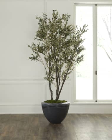 John-Richard Collection Faux Natural Olive Tree in Ceramic Pot - 112"