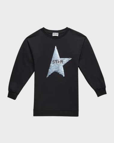 Golden Goose Girl's Reversible Sequin Star Sweatshirt Dress, Size 4-10