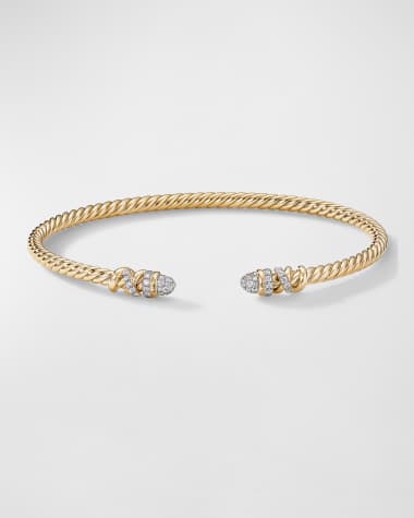 David Yurman Petite Helena Bracelet with Diamonds in 18K Gold, 3mm