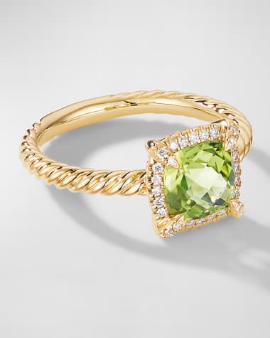 David Yurman Petite Chatelaine Ring with Gemstone and Diamonds in 18K Gold, 7mm