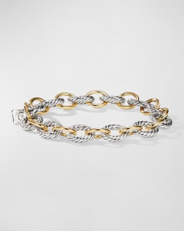 David Yurman Oval Link Chain Bracelet in Silver with 18K Gold, 10mm