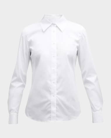 Lafayette 148 New York Plus Size Wright Button-Down Cotton-Blend Shirt