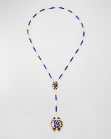 NM Estate Estate 18K Gold Pearl and Enamel Necklace