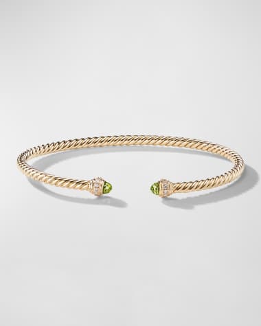 David Yurman 3mm Cablespira Bracelet with Gemstone and Diamonds in 18K Gold