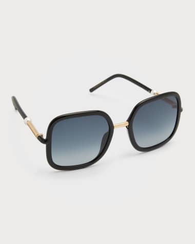 Carolina Herrera Pearly Logo Square Nylon Sunglasses