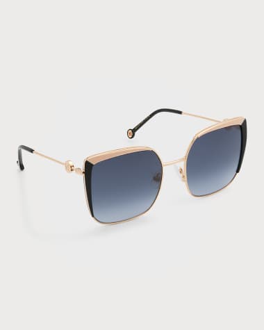 Carolina Herrera Monogram Square Acetate & Stainless Steel Sunglasses