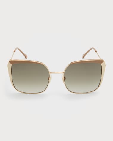 Carolina Herrera Monogram Square Acetate & Stainless Steel Sunglasses