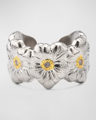 Buccellati Blossoms Eternelle Sterling Silver Diamond Ring, EU 55 / US 7.25