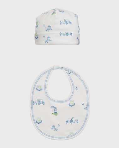 Kissy Kissy Boy's Hole In One Hat W/ Bib Set, Size Newborn-S