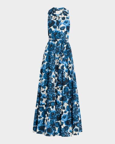 Cara Cara Adriana Floral Poplin Sleeveless Maxi Shirtdress