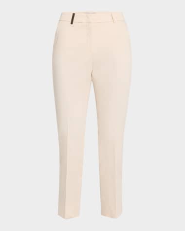 Peserico Cropped Side-Slit Cigarette Pants