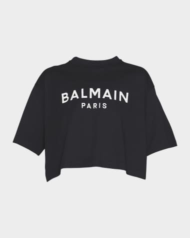 Balmain Logo-Print Crop T-Shirt
