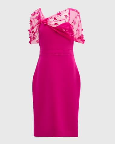 Theia Gia Beaded-Shawl Bodycon Midi Dress