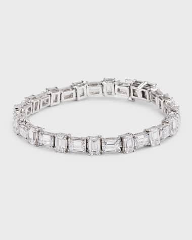 Fantasia by DeSerio Emerald-Cut Alternating East-West Tennis Bracelet