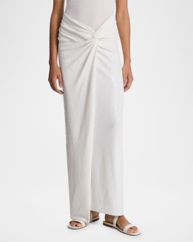 Michael Kors Collection Sequin Embroidered Twisted Maxi Pareo Skirt