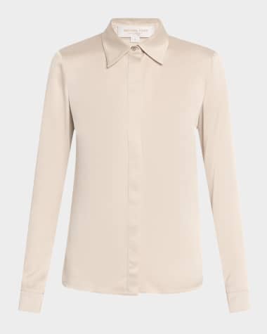 Michael Kors Collection Hansen Charmeuse Button-Front Shirt