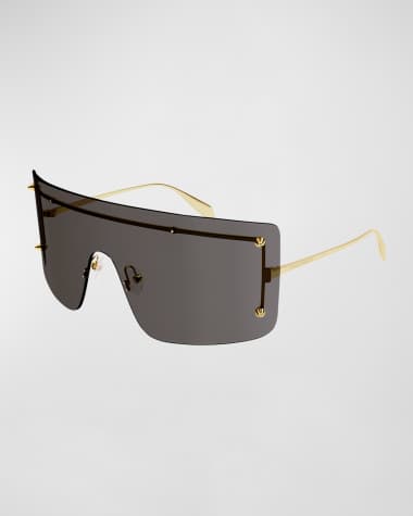McQueen Studded Zinc Alloy Shield Sunglasses