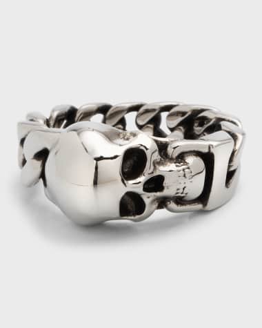 McQueen Men's Skull Curb Chain Ring