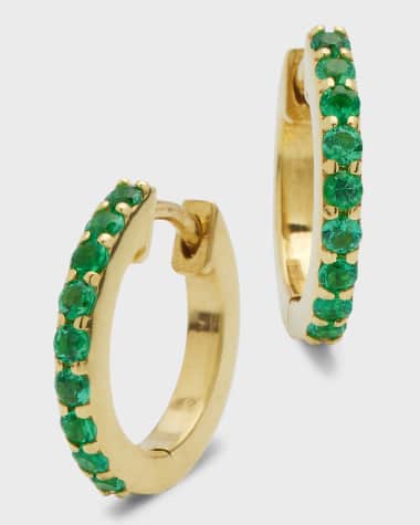 Jennifer Meyer Small Emerald Huggie Earrings in 18K Gold