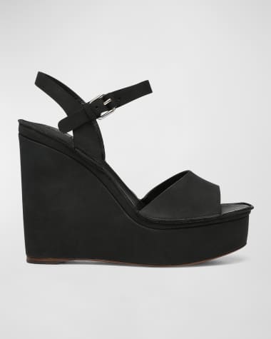 Joie Hindy Suede Ankle-Strap Wedge Sandals